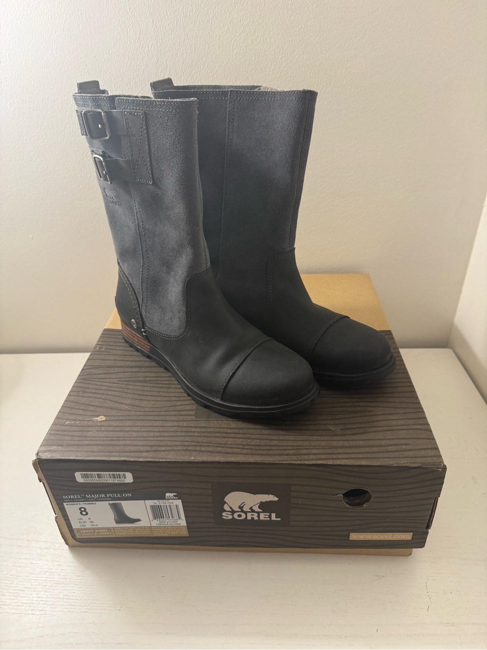 Sorel Black Women’s Mid-Calf Leather & Suede Buckle Boots